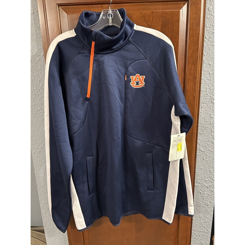 Auburn Tigers NCAA G-III Men's Large‎ 1/4 Zip Pull Over Navy Blue Slanted Zipper